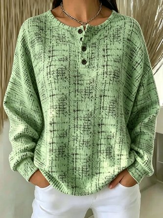 Casual Henley Collar Geometric Sweatshirt - Image 7