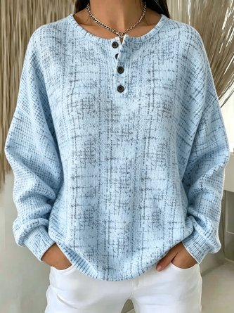 Casual Henley Collar Geometric Sweatshirt - Image 4