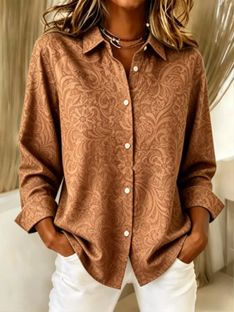 Women Floral Pattern Vintage Shirt Shirt Collar Long Sleeve Top 4 Women Floral Pattern Vintage Shirt Shirt Collar Long Sleeve Top - Image 4