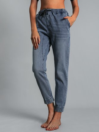 Denim Casual Solid Pockets Jeans