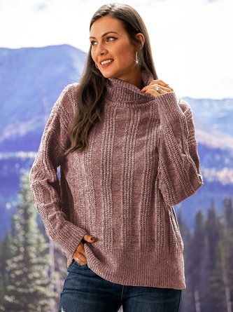 Casual Plus Size Turtleneck Chenille Knitting Sweater