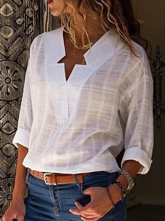 Casual Sexy V Neck Pure Color Blouse
