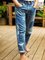 Blue Patchwork Casual Pants | Clothing | Patchwork Pockets Casual Act ...