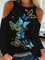 Casual Long Sleeve Round Neck Plus Size Printed Tops T-shirts