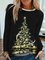 Christmas Xmas Long Sleeve Round Neck Plus Size Printed Tops T-shirts