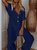 Plus Size Casual V Neck 3/4 Sleeve Jumpsuits