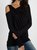 Long Sleeve Cotton-Blend Solid One Shoulder Shirts & Tops