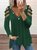 Vintage Solid Eyelet V Neck Long Sleeves Plus Size Casual Tops