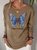 Off Shoulder Cotton Blends Butterfly Letter Loosen Casual Shirts & Tops