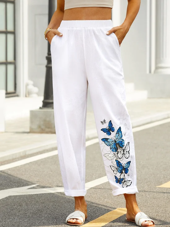 Butterfly Printed Casual Pants