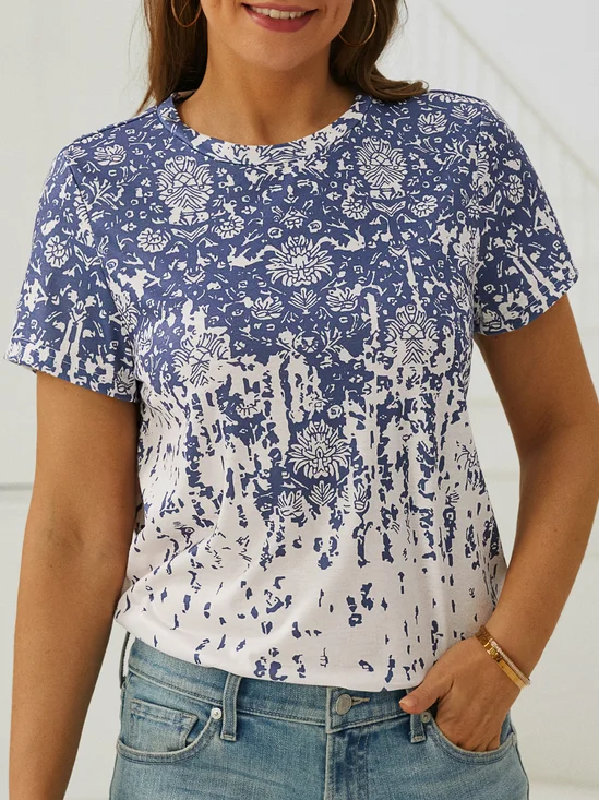 Ethnic Loose Casual Jersey T-Shirt