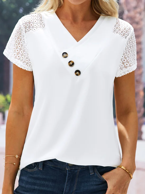 Casual V Neck Buttoned Shirt