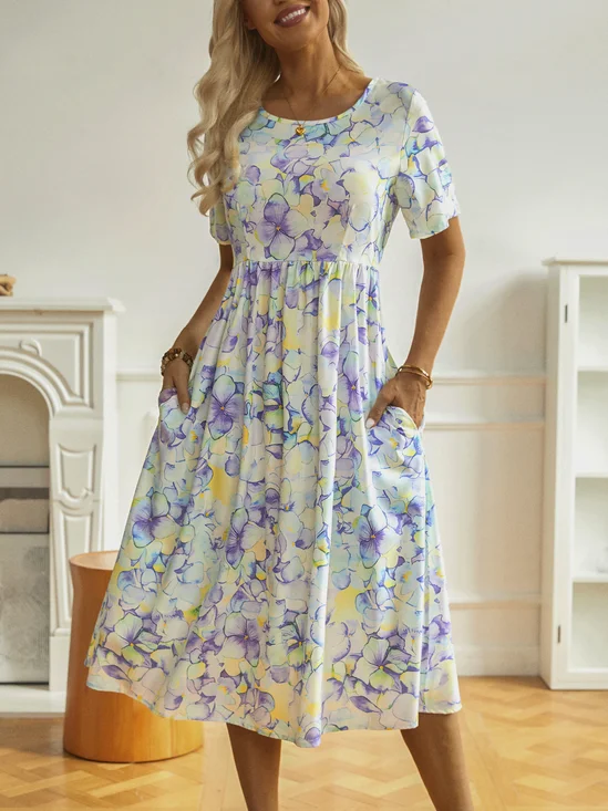 Floral Short Sleeve Woven Dress