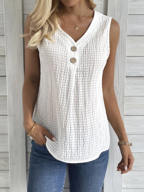 Plain V Neck Casual Loose Tank Top