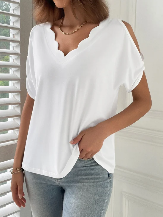 V Neck Devore Loose Casual Shirt