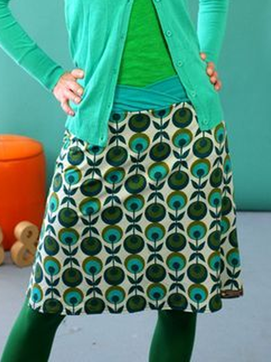 Casual Printed Cotton-Blend Skirt