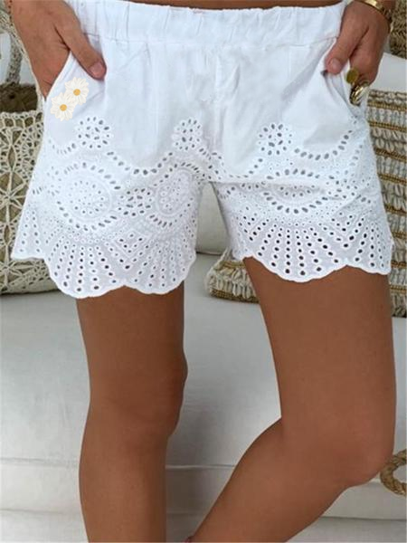 Women Casual Lace Mesh Short With Pockets