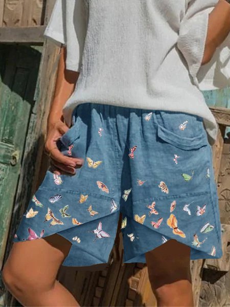 Cotton Butterfly Casual Shorts