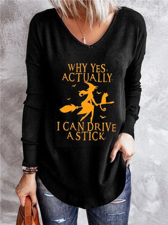 Halloween-Casual Letter Long Sleeve Tunic T-Shirt