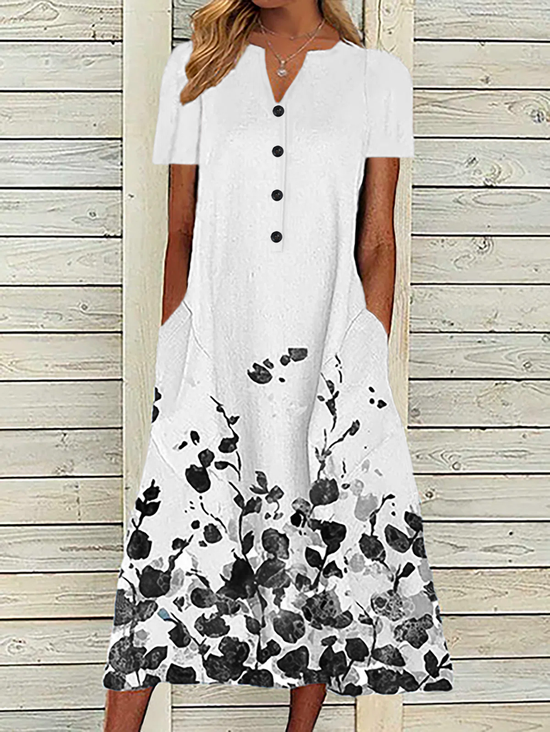 Short Sleeve Floral Casual Dress