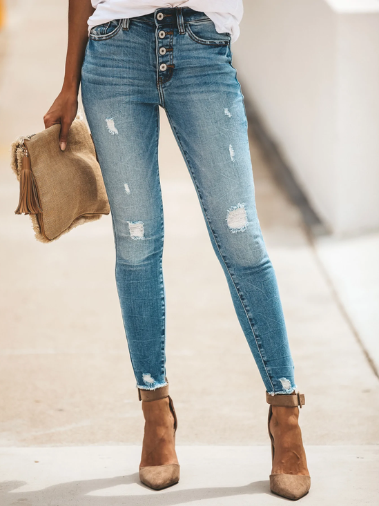 Plain Casual Denim Jeans
