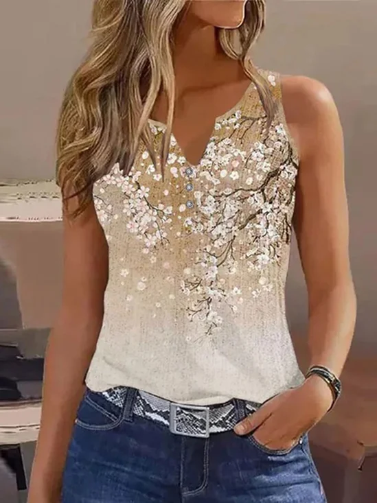 Casual Notched Buckle Loose Tank Top