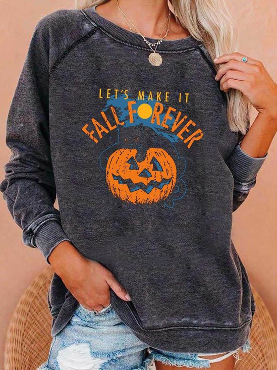 Casual Crew Neck Halloween (pumpkin) Sweatshirt
