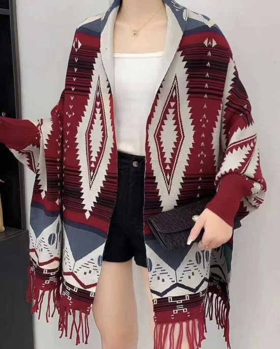 Women Yarn/Wool Yarn Plain Long Sleeve Comfy Ethnic Cardigan