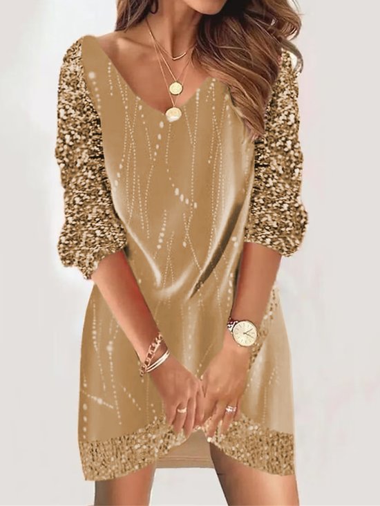 Women Christmas Long Sleeve Comfy Casual Glitter Midi Dress