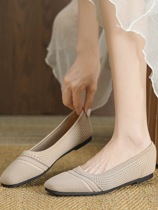 Casual Plain Slip On Low Heel Shallow Shoes