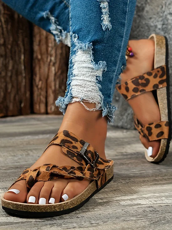 Casual Plain Slip On Flat Heel Thong Sandals