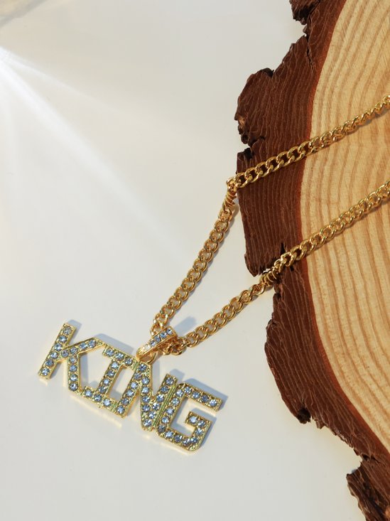 Hip hop king letter necklace with diamond pendant