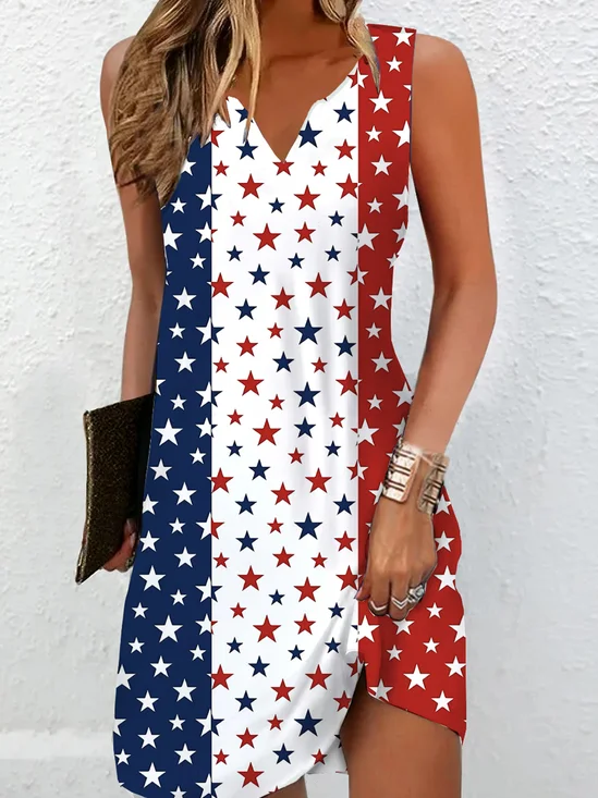 Women Independence Day (Flag) V Neck Sleeveless Comfy Casual Maxi Dress