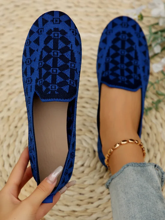 Casual Ethnic Slip On Flat Heel Shallow Shoes