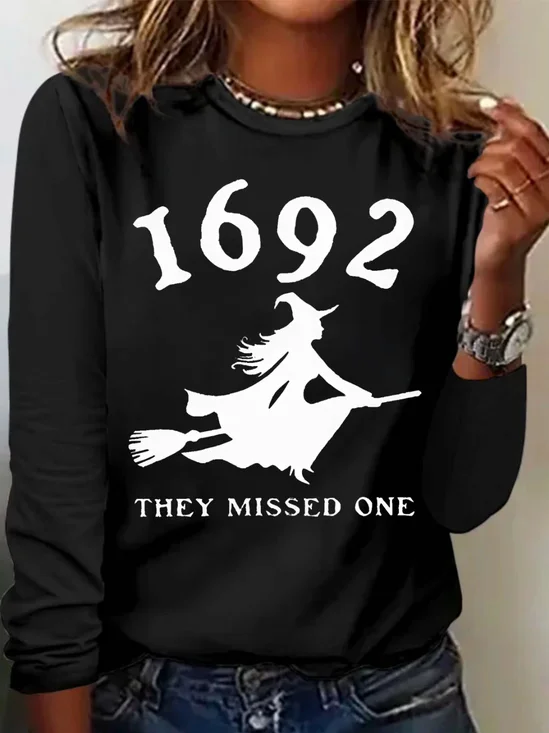 Halloween Casual Crew Neck Long Sleeve T-shirt