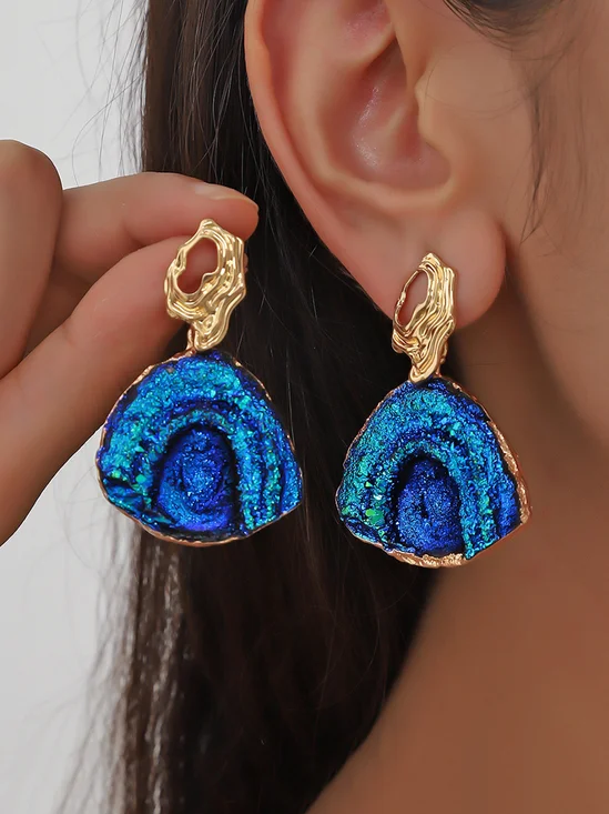 1pair Vintage Irregular Texture Hollow Out Dangle Earrings