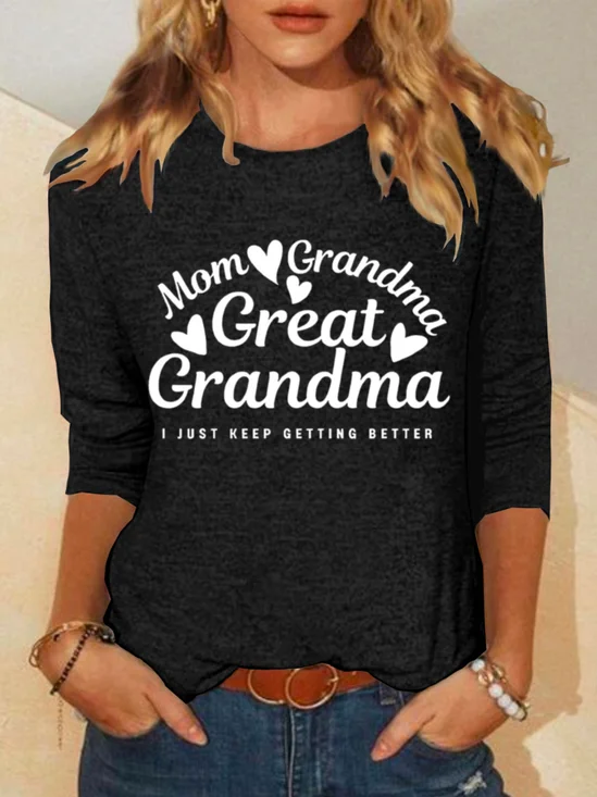 Casual Letter Pattern Crew Neck Long Sleeve T-shirt