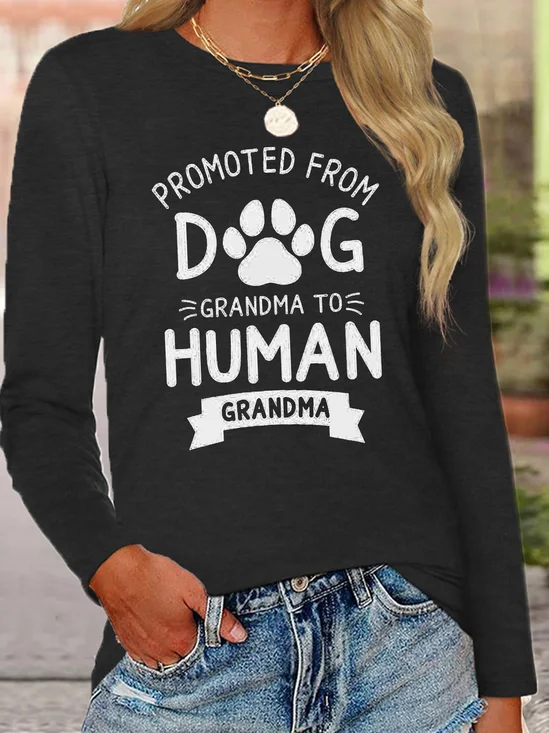 Casual Letter Pattern Crew Neck Long Sleeve T-shirt