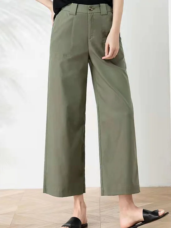 Women Casual Cotton Plain Loose Long Pants