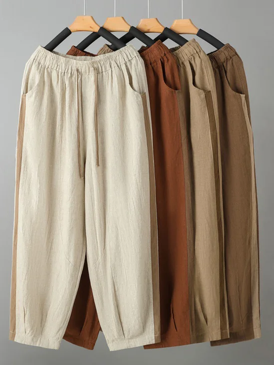 Women Comfy Plain Cotton Loose Long Pants