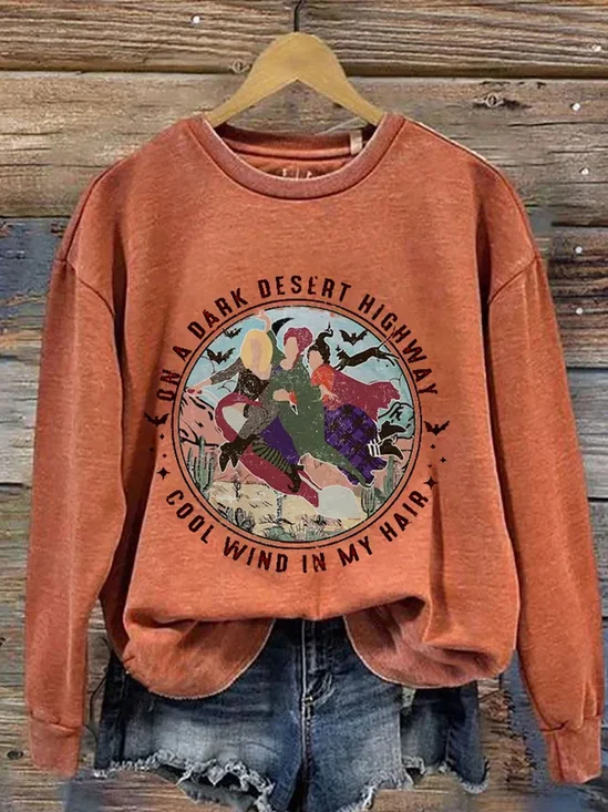 Casual Crew Neck Halloween Sweatshirt