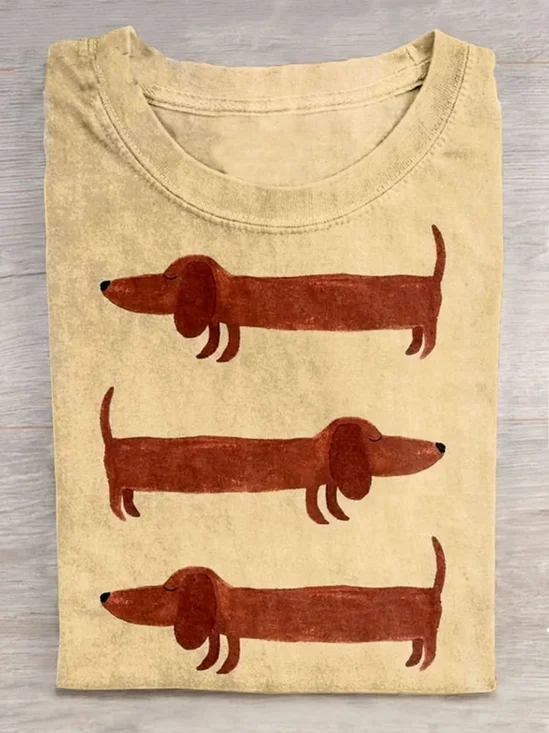 Casual Dog Crew Neck Short Sleeve T-shirt