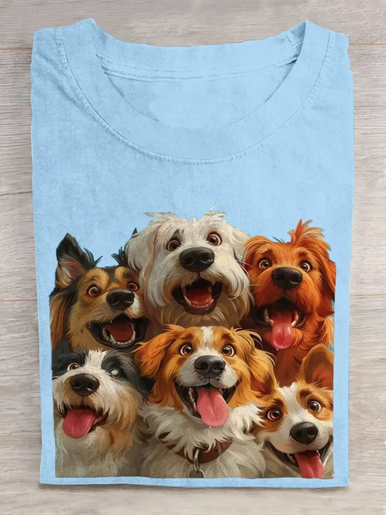 Casual Dog Crew Neck Short Sleeve T-shirt