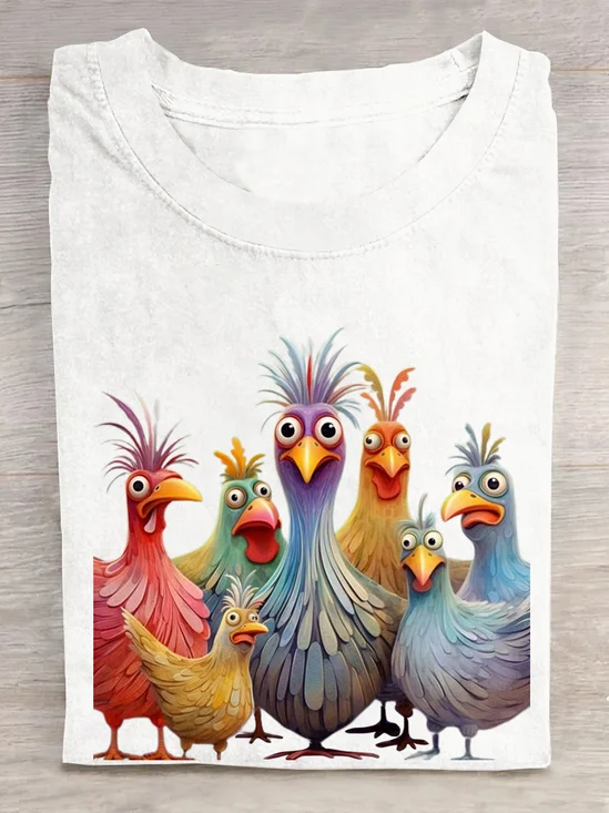 Casual Animal Crew Neck Short Sleeve T-shirt