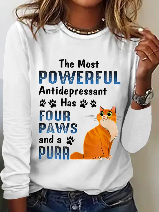 Casual Animal Crew Neck Long Sleeve T-shirt