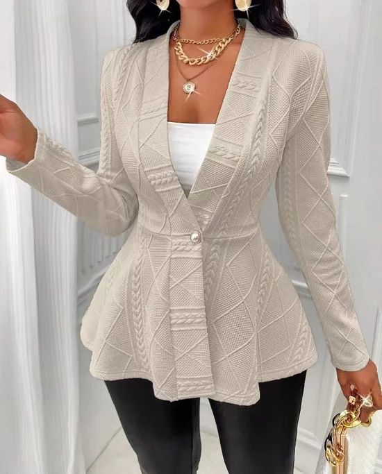 Women's Plain Zipper Regular Delicate Jacquard Style Jacket
