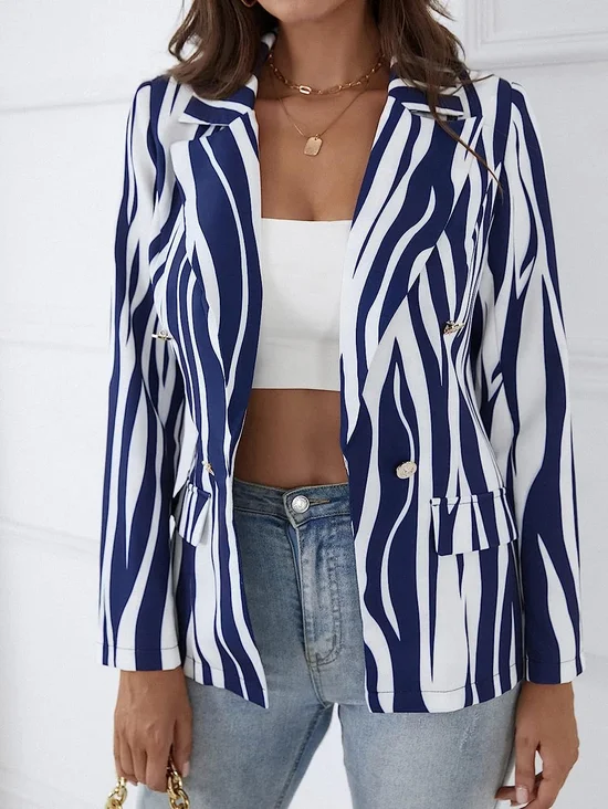 Women's Striped Regular Loose Blazer