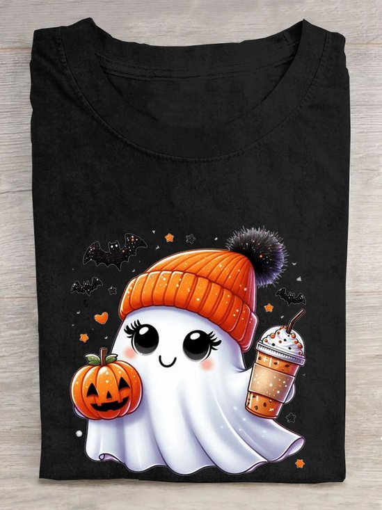 Casual Halloween Crew Neck Short Sleeve T-shirt
