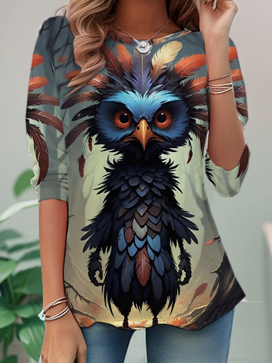 Casual Halloween Crew Neck Long Sleeve T-shirt