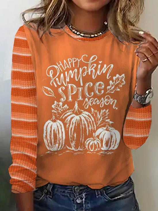 Casual Halloween Crew Neck Long Sleeve T-shirt